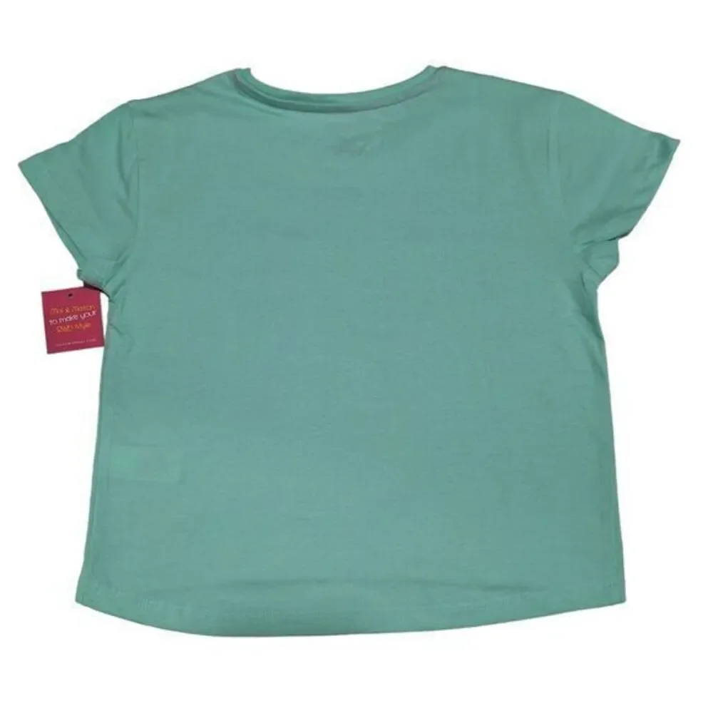 New 3 piece set of blouse and shorts‎ for girl pink/Green size 7/8